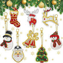 Load image into Gallery viewer, 8PCS Diamond Art Keyring Sabta Double Sided Rhinestone Painting Keychain Pendant
