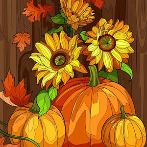 Pumpkins And SunFlower 30*30CM Full Round Drill Diamond Painting