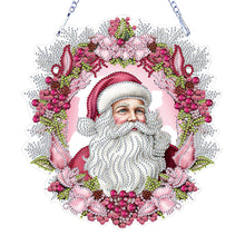 Load image into Gallery viewer, Acrylic Special Shape Diamond Painting Hanging Sign Pink Santa (#1)
