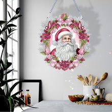 Load image into Gallery viewer, Acrylic Special Shape Diamond Painting Hanging Sign Pink Santa (#1)
