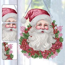 Load image into Gallery viewer, Acrylic Special Shape Diamond Painting Hanging Sign Pink Santa (#3)
