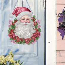 Load image into Gallery viewer, Acrylic Special Shape Diamond Painting Hanging Sign Pink Santa (#3)
