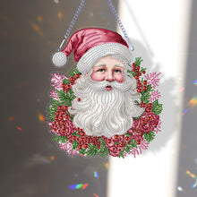 Load image into Gallery viewer, Acrylic Special Shape Diamond Painting Hanging Sign Pink Santa (#3)
