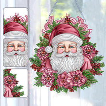 Load image into Gallery viewer, Acrylic Special Shape Diamond Painting Hanging Sign Pink Santa (#4)
