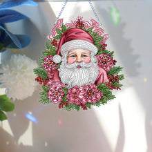 Load image into Gallery viewer, Acrylic Special Shape Diamond Painting Hanging Sign Pink Santa (#4)
