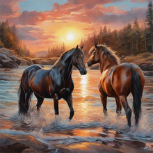 Load image into Gallery viewer, Two Horses 30*30CM Full Round Drill Diamond Painting
