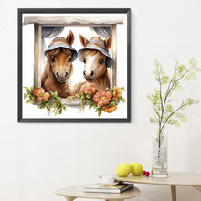 Load image into Gallery viewer, Window Animal Horse 30*30CM Full Round Drill Diamond Painting
