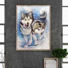 Load image into Gallery viewer, Wolf In The Snow 30*40CM Full Round Drill Diamond Painting
