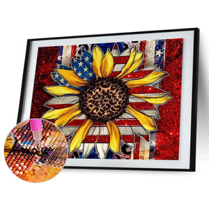 Flag Sunflower 40*30CM Full Round Drill Diamond Painting