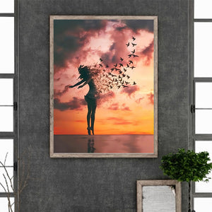The Girl Who Turned Into A Butterfly 30*40CM Full Round Drill Diamond Painting