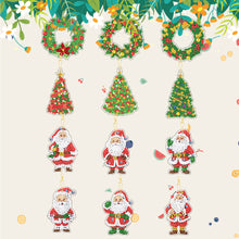 Load image into Gallery viewer, 12PCS Double Sided Special Shape Diamond Painting Keychain Christmas Trees Santa
