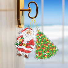 Load image into Gallery viewer, 12PCS Double Sided Special Shape Diamond Painting Keychain Christmas Trees Santa
