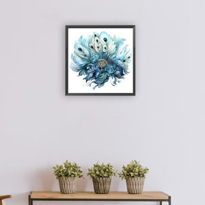 Blue Peacock Fan 30*30CM Full Round Drill Diamond Painting