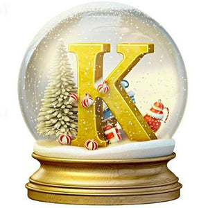 Christmas Letter Crystal Ball K 30*30CM Full Round Drill Diamond Painting
