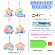 Load image into Gallery viewer, 8PCS Double Sided Special Shape Diamond Painting Keychain (Rainbow and Stars)
