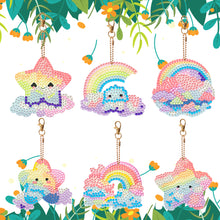 Load image into Gallery viewer, 8PCS Double Sided Special Shape Diamond Painting Keychain (Rainbow and Stars)
