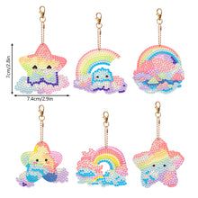 Load image into Gallery viewer, 8PCS Double Sided Special Shape Diamond Painting Keychain (Rainbow and Stars)
