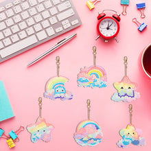 Load image into Gallery viewer, 8PCS Double Sided Special Shape Diamond Painting Keychain (Rainbow and Stars)
