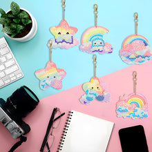 Load image into Gallery viewer, 8PCS Double Sided Special Shape Diamond Painting Keychain (Rainbow and Stars)
