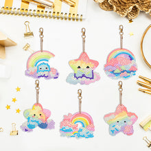 Load image into Gallery viewer, 8PCS Double Sided Special Shape Diamond Painting Keychain (Rainbow and Stars)
