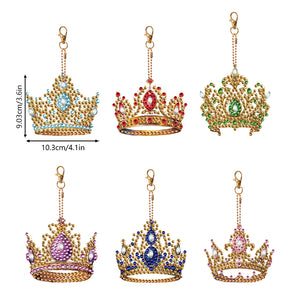 8PCS Double Sided Special Shape Diamond Painting Keychain (Crown)