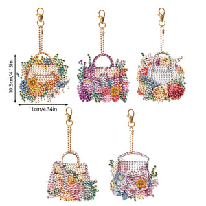 8PCS Double Sided Special Shape Diamond Painting Keychain (Handbag)