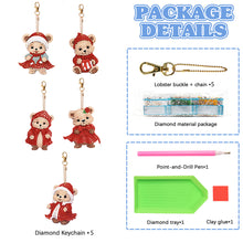 Load image into Gallery viewer, 5PCS Double Sided Special Shape Diamond Painting Keychain (Little Bear in Red)
