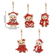 Load image into Gallery viewer, 5PCS Double Sided Special Shape Diamond Painting Keychain (Little Bear in Red)
