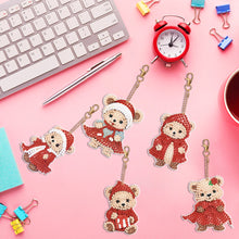 Load image into Gallery viewer, 5PCS Double Sided Special Shape Diamond Painting Keychain (Little Bear in Red)
