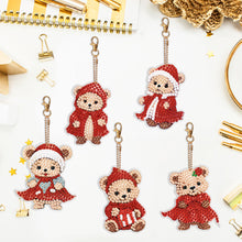 Load image into Gallery viewer, 5PCS Double Sided Special Shape Diamond Painting Keychain (Little Bear in Red)
