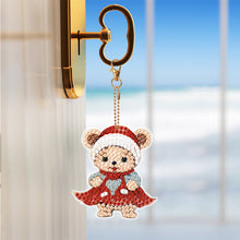 Load image into Gallery viewer, 5PCS Double Sided Special Shape Diamond Painting Keychain (Little Bear in Red)
