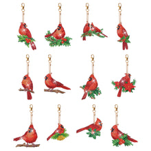 Load image into Gallery viewer, 5PCS Double Sided Special Shape Diamond Painting Keychain (Cardinals)
