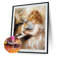 Load image into Gallery viewer, Piano Cat Girl 40*50CM Full Round Drill Diamond Painting
