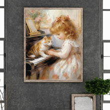 Load image into Gallery viewer, Piano Cat Girl 40*50CM Full Round Drill Diamond Painting
