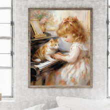 Load image into Gallery viewer, Piano Cat Girl 40*50CM Full Round Drill Diamond Painting
