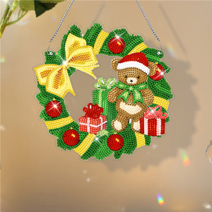 Special Shaped Diamond Painting Wall Decor Wreath (Christmas Bear)