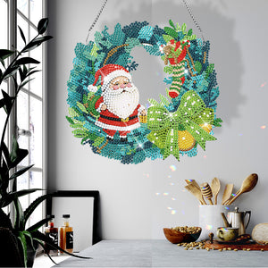 Special Shaped Diamond Painting Wall Decor Wreath (Santa)