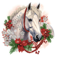 Load image into Gallery viewer, Christmas White Horse 30*30CM Partial Special Shaped Drill Diamond Painting

