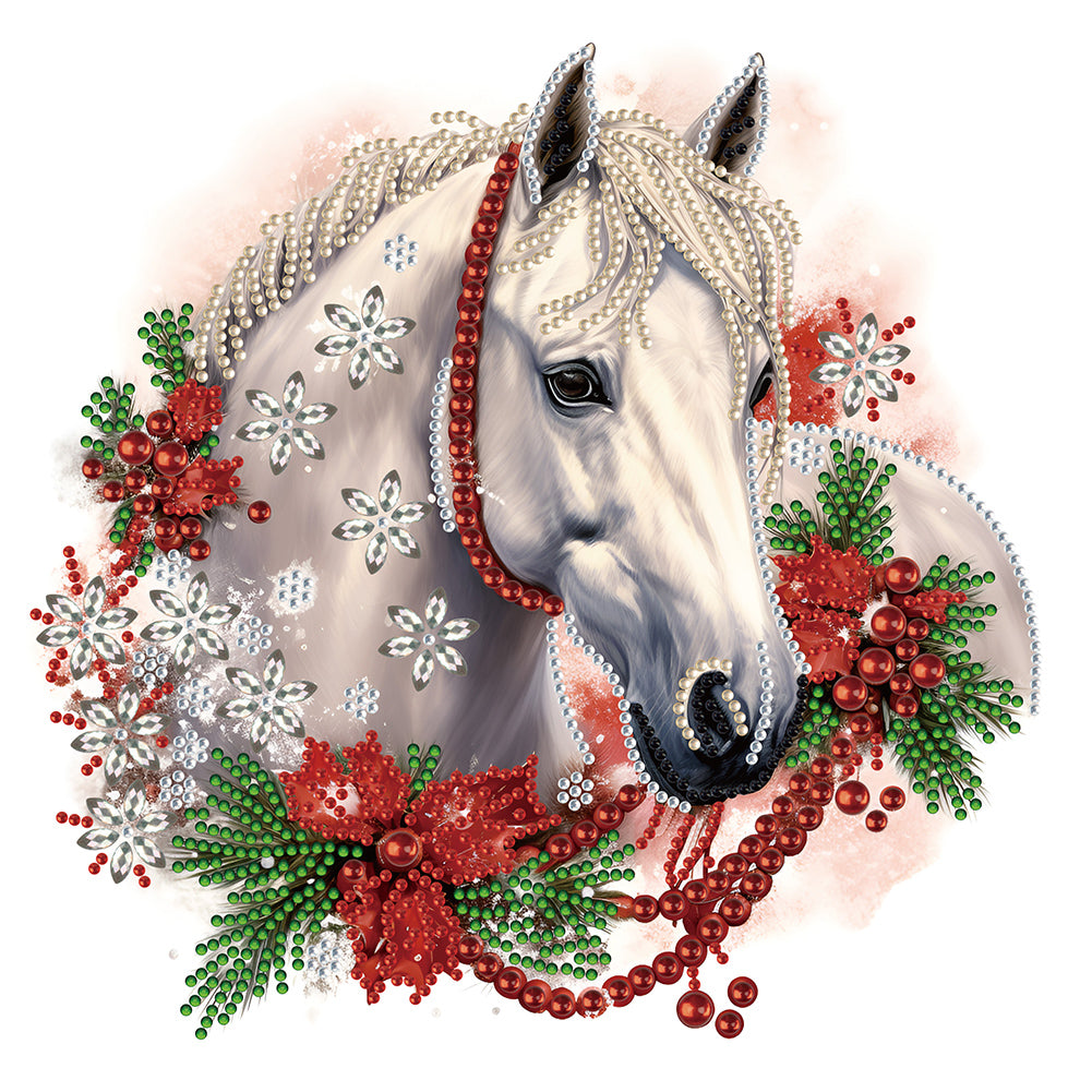 Christmas White Horse 30*30CM Partial Special Shaped Drill Diamond Painting