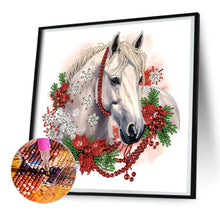 Load image into Gallery viewer, Christmas White Horse 30*30CM Partial Special Shaped Drill Diamond Painting
