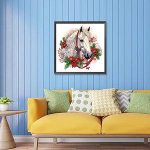 Christmas White Horse 30*30CM Partial Special Shaped Drill Diamond Painting