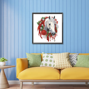 Christmas White Horse 30*30CM Partial Special Shaped Drill Diamond Painting