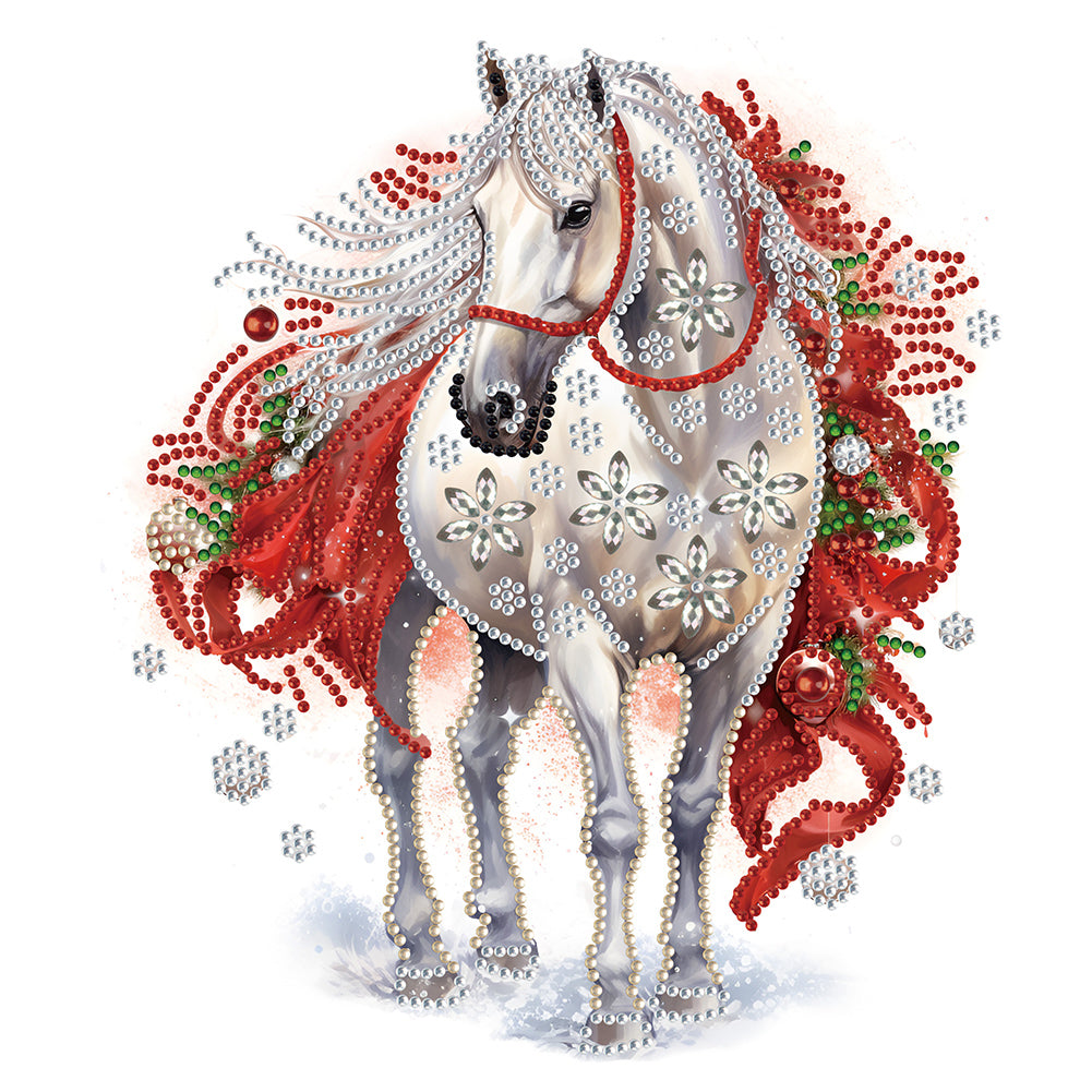 Christmas White Horse 30*30CM Partial Special Shaped Drill Diamond Painting