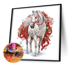 Load image into Gallery viewer, Christmas White Horse 30*30CM Partial Special Shaped Drill Diamond Painting
