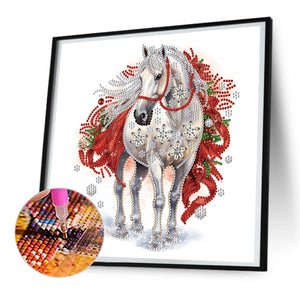 Christmas White Horse 30*30CM Partial Special Shaped Drill Diamond Painting