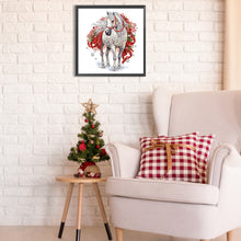 Load image into Gallery viewer, Christmas White Horse 30*30CM Partial Special Shaped Drill Diamond Painting
