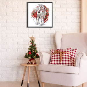 Christmas White Horse 30*30CM Partial Special Shaped Drill Diamond Painting