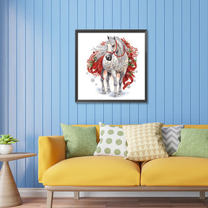 Christmas White Horse 30*30CM Partial Special Shaped Drill Diamond Painting
