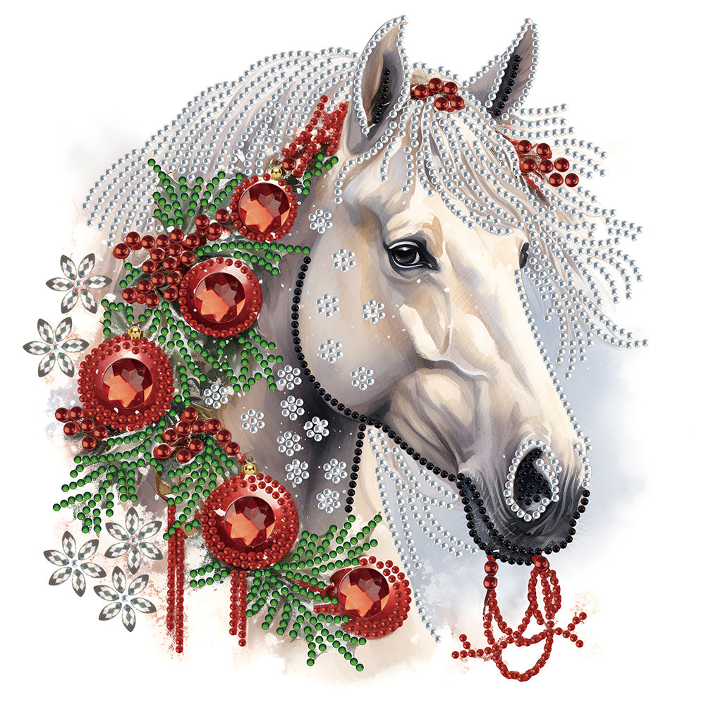 Christmas White Horse 30*30CM Partial Special Shaped Drill Diamond Painting