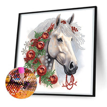 Load image into Gallery viewer, Christmas White Horse 30*30CM Partial Special Shaped Drill Diamond Painting
